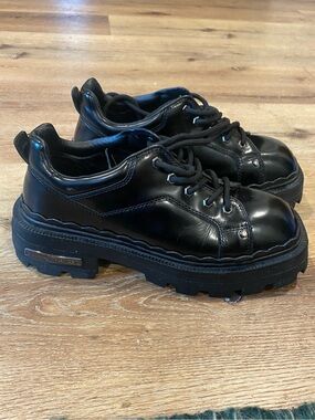 Eytys Black Chunky Leather Lace-Up Derbys